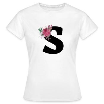 Lettre s floral - T-shirt Femme - blanc - Devant - AI Model Female 172 dark (172cm)