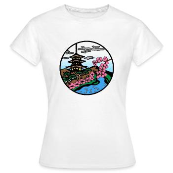 Tee shirt temple Degradé bleu - T-shirt Femme - blanc - Devant - AI Model Female 172 dark (172cm)