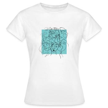 Face line blue - T-shirt Femme - blanc - Devant - AI Model Female 172 dark (172cm)
