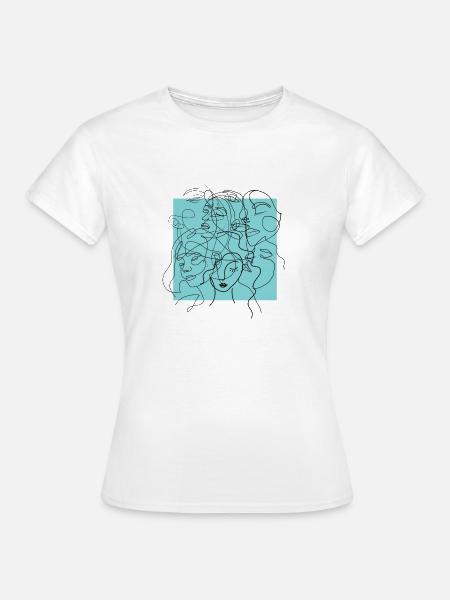 Gesichtslinie blau - Frauen T-Shirt - Weiß