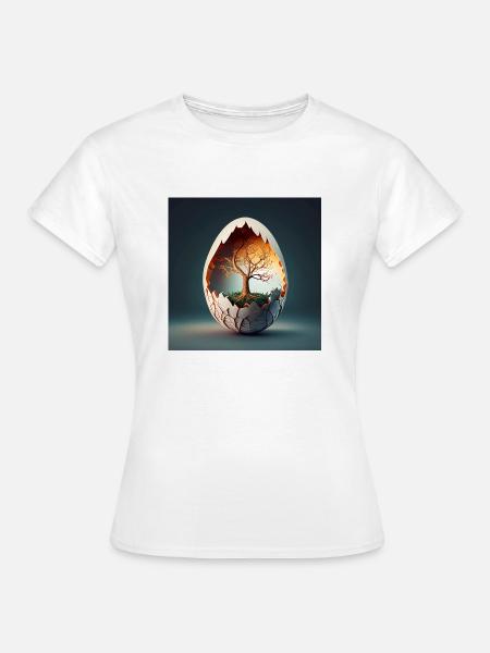 Baum in Ei - Frauen T-Shirt - Weiß