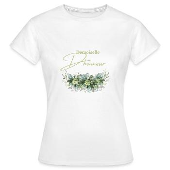 Demoiselle d’honneur floral - T-shirt Femme - blanc - Devant - AI Model Female 172 dark (172cm)