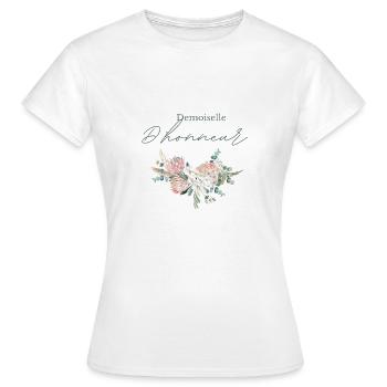 Demoiselle d’honneur floral - T-shirt Femme - blanc - Devant - AI Model Female 172 dark (172cm)