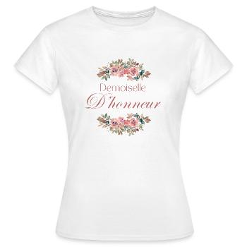 Demoiselle d’honneur floral - T-shirt Femme - blanc - Devant - AI Model Female 172 dark (172cm)