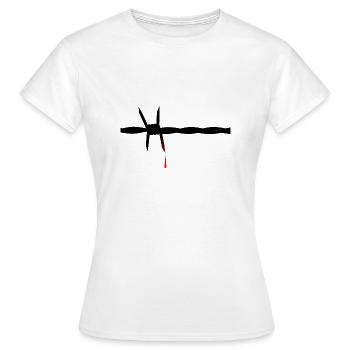 Blutiger Stacheldraht - Frauen T-Shirt - Weiß - Vorne - AI Model Female 172 dark (172cm)