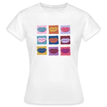 Retro mehrfarbige Lippe - Frauen T-Shirt - Weiß - Vorne - AI Model Female 172 dark (172cm)