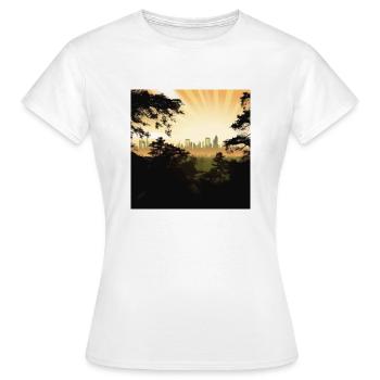 The city behind the forest - Women's T-Shirt - white - Front - AI Model Female 172 dark (172cm)