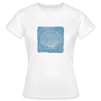 Pétoncles, Boho Line Art Design, Série Coquilles - T-shirt Femme - blanc - Devant - AI Model Female 172 dark (172cm)