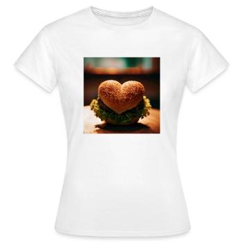 Le chemin vers le cœur d’un homme passe par son estomac - T-shirt Femme - blanc - Devant - AI Model Female 172 dark (172cm)