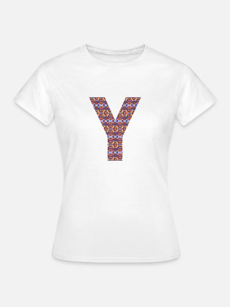 Monogramm Buchstabe Y - geometrisches Muster - Frauen T-Shirt - Weiß