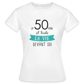 souhait04 - T-shirt Femme - blanc - Devant - AI Model Female 172 dark (172cm)