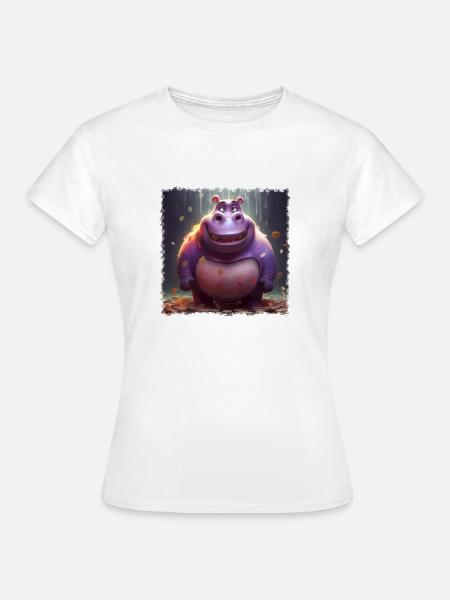 niedliches Hippo - Frauen T-Shirt - Weiß