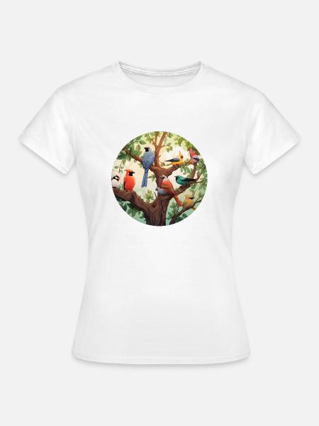 Bunte Vögel - Frauen T-Shirt - Weiß