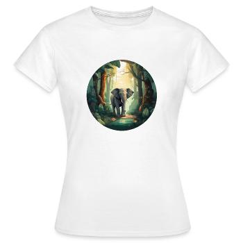 Éléphant de la forêt tropicale - T-shirt Femme - blanc - Devant - AI Model Female 172 dark (172cm)