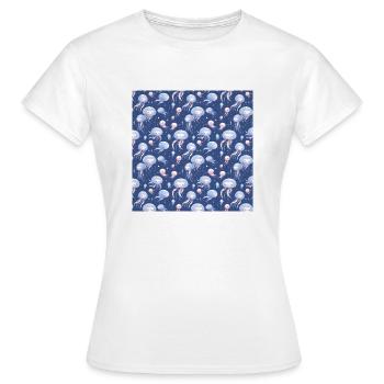 Méduses Modèle sans couture Vie marine Océan Aquatique - T-shirt Femme - blanc - Devant - AI Model Female 172 dark (172cm)