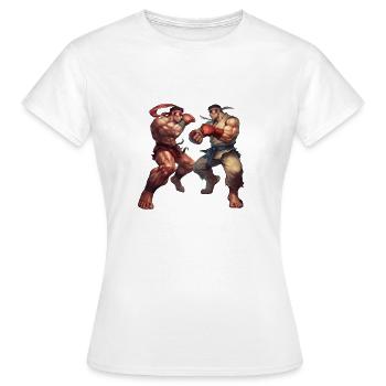 Dynamische Designs im Streetfighter-Stil für den Kampf - Frauen T-Shirt - Weiß - Vorne - AI Model Female 172 dark (172cm)