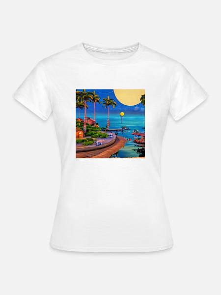 Palmenstrand im Mondlicht - Frauen T-Shirt - Weiß