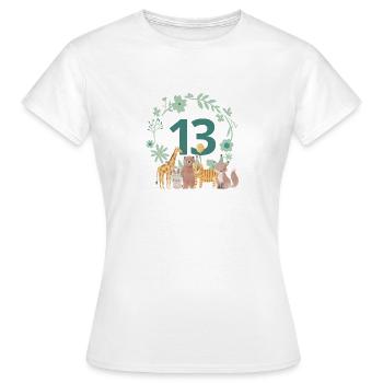 13e anniversaire - anniversaire animaux - T-shirt Femme - blanc - Devant - AI Model Female 172 dark (172cm)