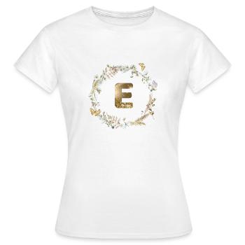 E Monogramme paillettes Boho Couronne - T-shirt Femme - blanc - Devant - AI Model Female 172 dark (172cm)