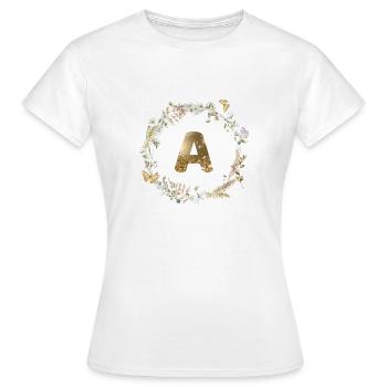 Une couronne de bohème à paillettes monogramme - T-shirt Femme - blanc - Devant - AI Model Female 172 dark (172cm)