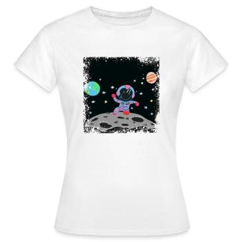 astronaute bleu rose grunge - T-shirt Femme - blanc - Devant - AI Model Female 172 dark (172cm)