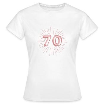 Zahl 70, Rosegold, personalisierbar - Frauen T-Shirt - Weiß - Vorne - AI Model Female 172 dark (172cm)