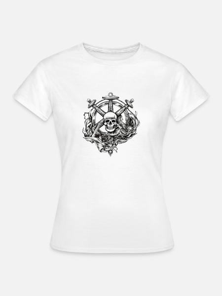 Piratenschädel - Frauen T-Shirt - Weiß