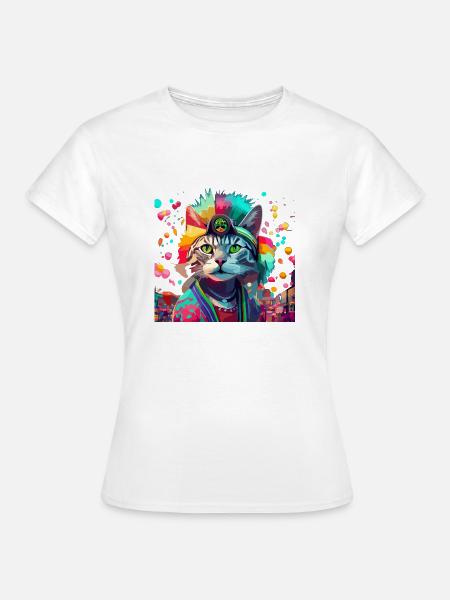 Festival Cat Geschenk - Frauen T-Shirt - Weiß