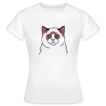 Poupée de chiffon Visage de chat malheureux - T-shirt Femme - blanc - Devant - AI Model Female 172 dark (172cm)