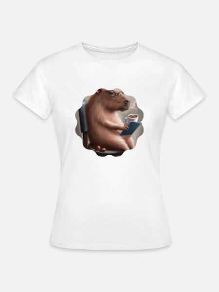 Capybara Kaffeepause - Frauen T-Shirt - Weiß