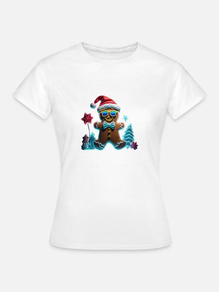 Merry Christmas Lebkuchenmännchen - Frauen T-Shirt - Weiß