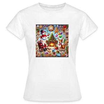 Weihnachtsmärchen-Collage - Frauen T-Shirt - Weiß - Vorne - AI Model Female 172 dark (172cm)