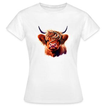 Illustration de l’écorce du bétail des Highlands - T-shirt Femme - blanc - Devant - AI Model Female 172 dark (172cm)