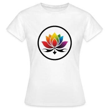 Zen-Lotus-Emblem: ein farbenfrohes und symbolisches - Frauen T-Shirt - Weiß - Vorne - AI Model Female 172 dark (172cm)