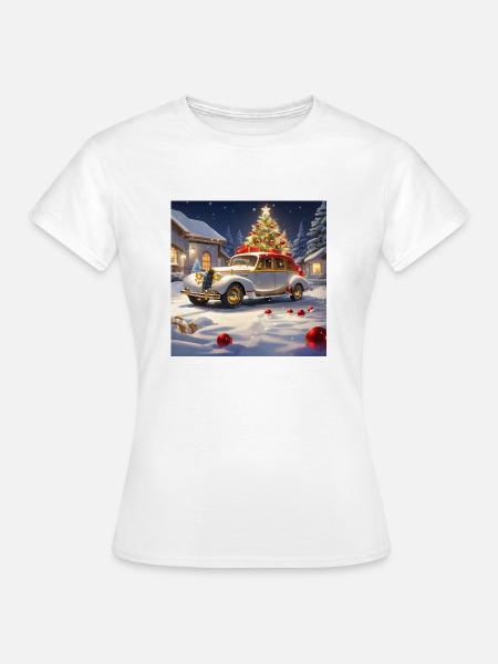 OLDTIMER IM SCHNEE ZU WEIHNACHTEN - Frauen T-Shirt - Weiß