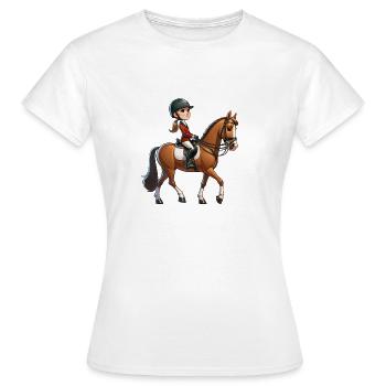 Reiterin Pferd, Pferdesport - Frauen T-Shirt - Weiß - Vorne - AI Model Female 172 dark (172cm)