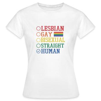 Lesbienne, Gay, Bisexuel, Hétéro, Humain - T-shirt Femme - blanc - Devant - AI Model Female 172 dark (172cm)