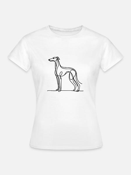 Galgo español, Greyhound, Whippet,Linienzeichnung, - Frauen T-Shirt - Weiß