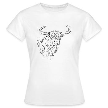 Scottish Highlander Strichzeichnungskopf - Frauen T-Shirt - Weiß - Vorne - AI Model Female 172 dark (172cm)