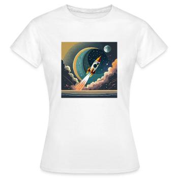 Emmenez-moi sur la lune Démarrage d’une fusée spatiale vintage - T-shirt Femme - blanc - Devant - AI Model Female 172 dark (172cm)