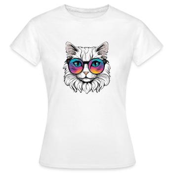 Chat - T-shirt Femme - blanc - Devant - AI Model Female 172 dark (172cm)