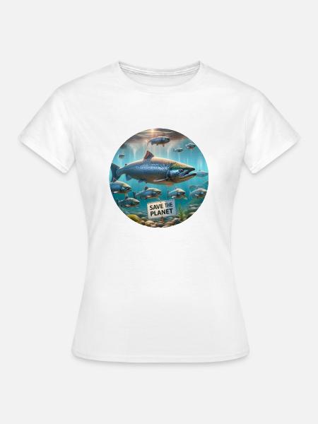 Lachs Familie - Frauen T-Shirt - Weiß