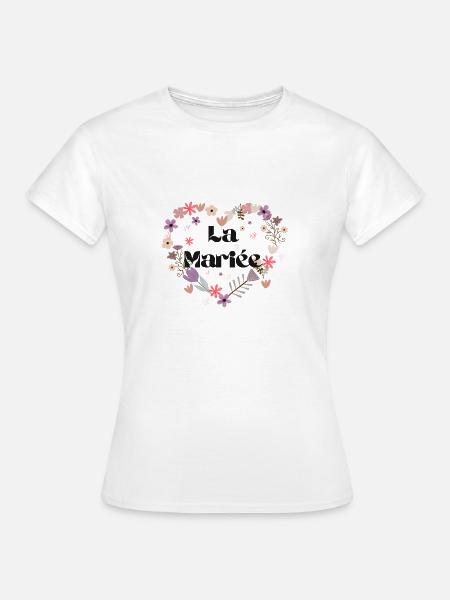Das Blumenherz der Braut - Frauen T-Shirt - Weiß
