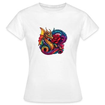 Dragon avec Ros - T-shirt Femme - blanc - Devant - AI Model Female 172 dark (172cm)
