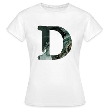 Lettre d marbré vert - T-shirt Femme - blanc - Devant - AI Model Female 172 dark (172cm)