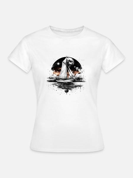 Segelboot Meer Maritime Mond Ozean Nautik T Shirt - Frauen T-Shirt - Weiß