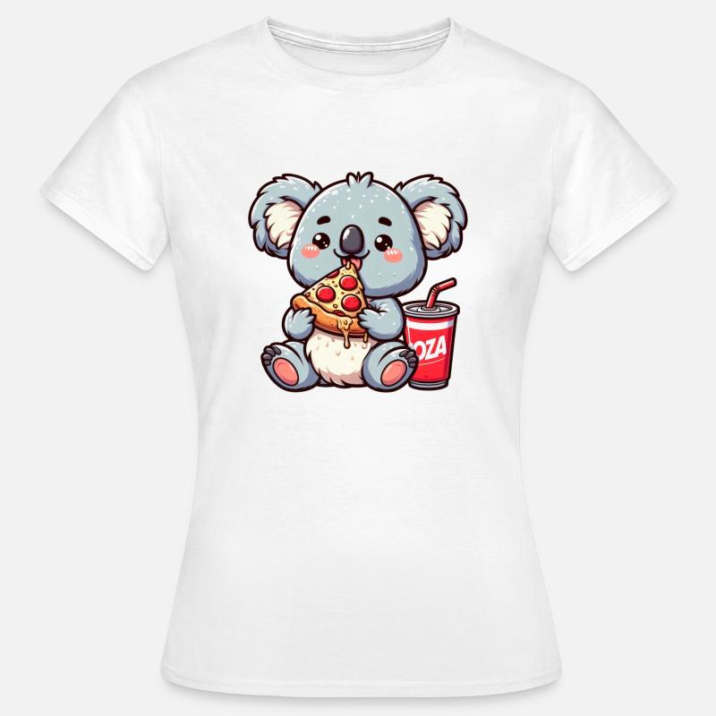 Cute Koala Bear Eats Pizza - Women's T-Shirt - white