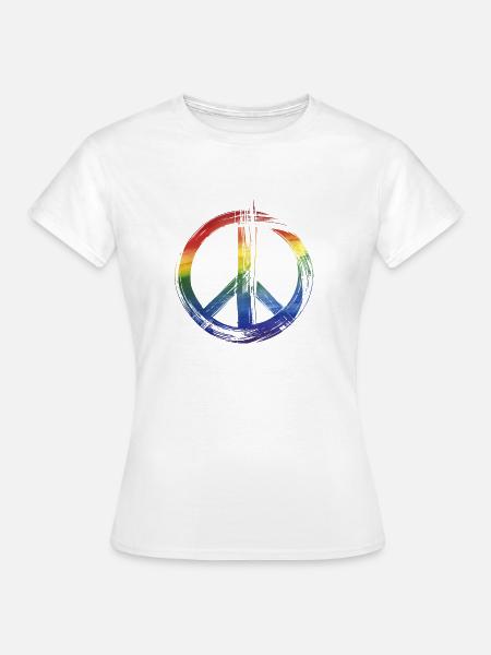 Peace Regenbogen - Frauen T-Shirt - Weiß