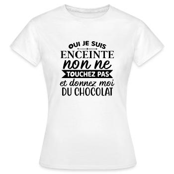Je suis enceinte, touchez pas, donnez du chocolat - T-shirt Femme - blanc - Devant - AI Model Female 172 dark (172cm)