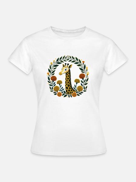 Ringelblumen-Giraffe - Frauen T-Shirt - Weiß